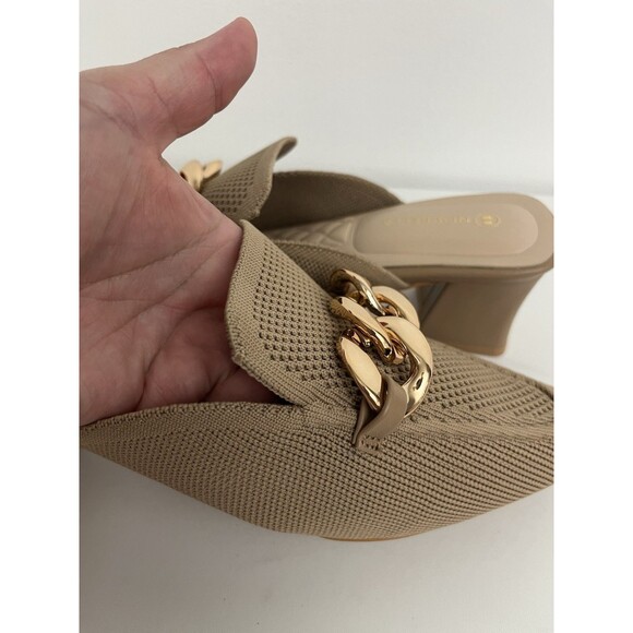 Newbella Women’s Knit Pointed Toe Chunky Heel Mules Comfortable Size 8 apricot - Picture 4 of 13